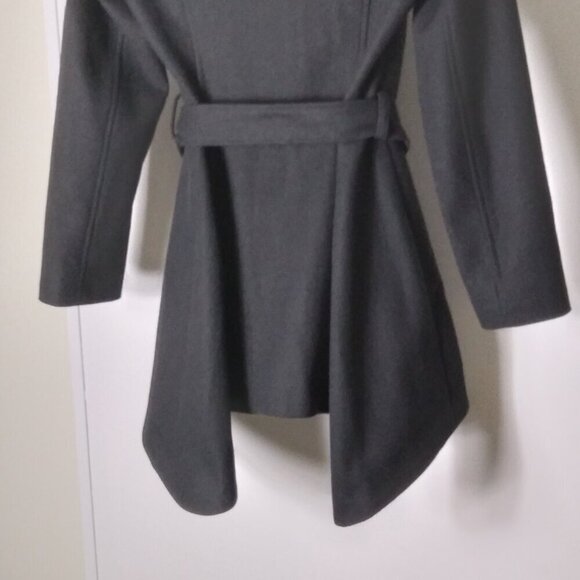 Black Skater HiLo Wool Blend High Neck Detachable Hood Leopard Lined Coat Sz4 - Picture 2 of 13